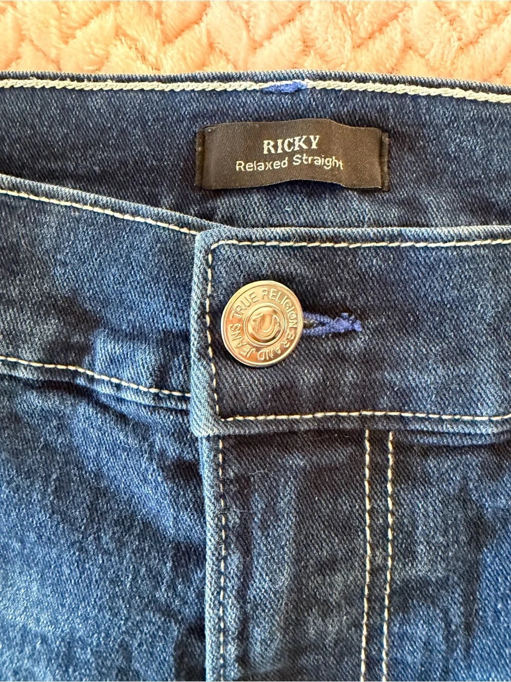 True Religion Men's Dark Blue Relaxed Straight Jeans Size 34
